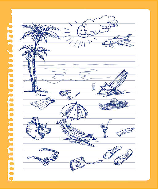 Summer vacation sketch vector art illustration