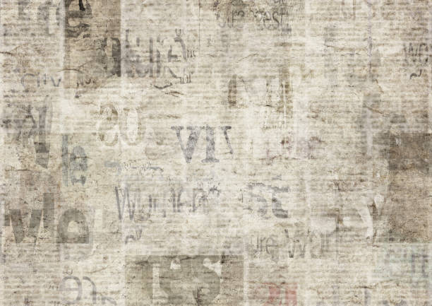 eski grunge vintage okunamayan kağıt doku arka plan ile gazete - paper texture stock illustrations