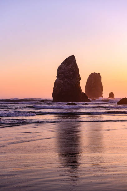 istock Cannon Beach Landscape at Sunset with the Needles Rock Formations in Oregon 1203017229