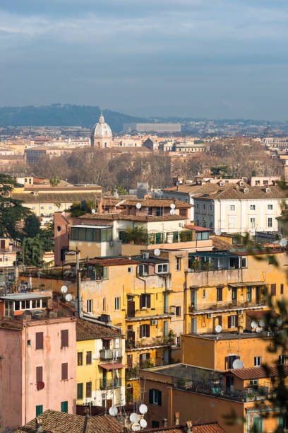 istock Views across Rome city with colourful old apartments 1203018410