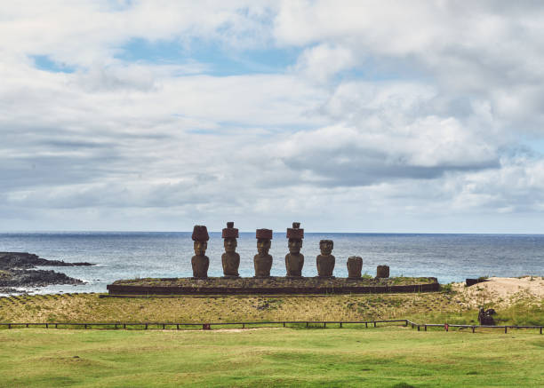 istock Moai Statues On Beach By Sea Against Sky 1203018885