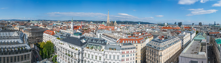 panorama rooftop view of the center of austrias capital vienna in europe with its typical architecture and sea of houses