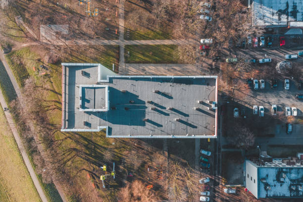 Aerial view of apartment blocks in Opole, southwestern Poland.
