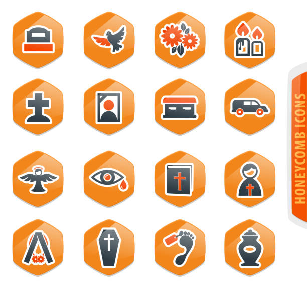 Funeral service icons set Funeral service color vector icons for user interface design funeral home logo stock illustrations