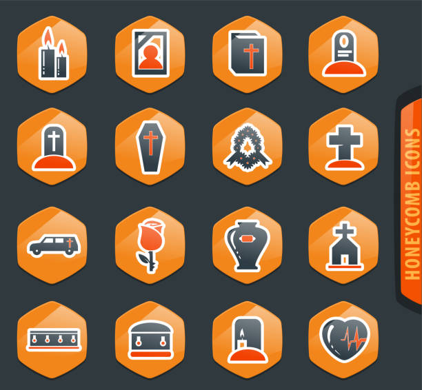 Funeral service icons set Funeral service color vector icons for user interface design funeral home logo stock illustrations