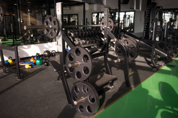 istock Large Modern Gym With Workout Equipment 1203030357