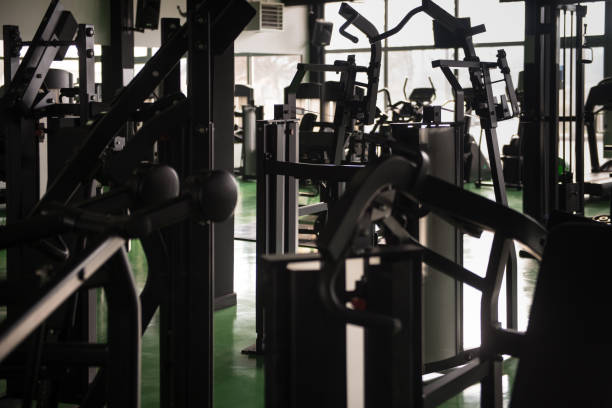 istock Modern Gym Interior With Equipment 1203030369