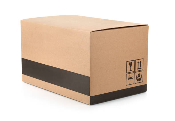 istock Cardboard box with packing symbols 1203032884