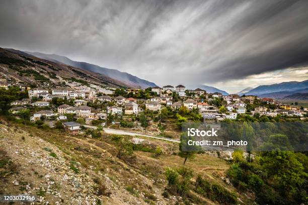 Ottoman Town Of Gjirokaster In Albania Stock Photo - Download Image Now - Hill, Albania, Architecture