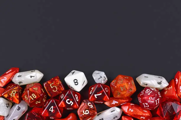 Black background with red RPG dice