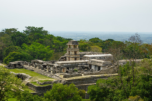 Archeological tourist site of Edzna ruins in Campeche, Mexico