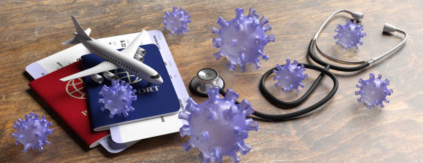 istock Flu coronavirus and doctor stethoscope on wood. 3d illustration 1203041781