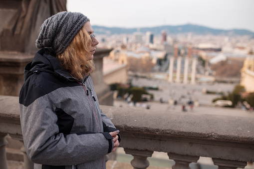 Woman tourist sightseeing Barcelona