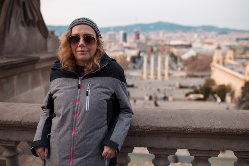 Woman tourist in famous place in Barcelona