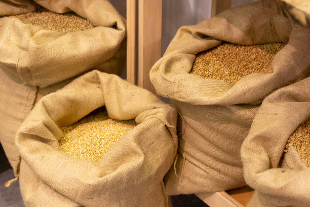 istock Select grain in bags before grinding. Food 1203061941