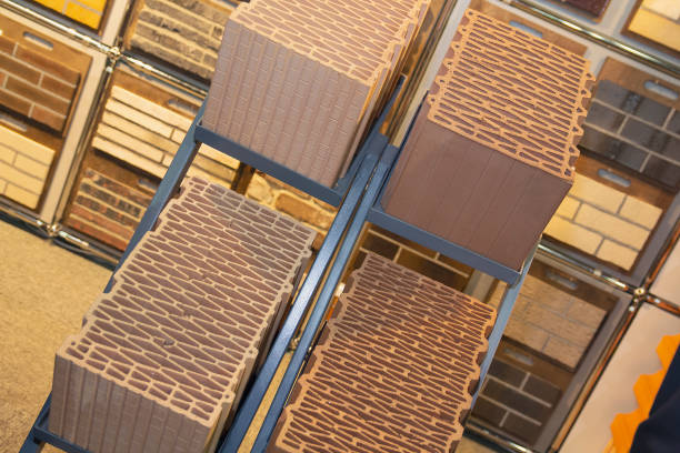 istock Red brick on the counter close-up. Industry 1203062096
