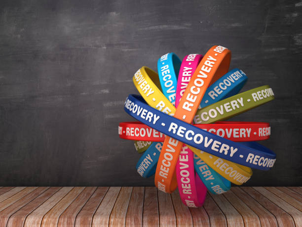 istock Circular Ribbons with RECOVERY Word - 3D Rendering 1203067560