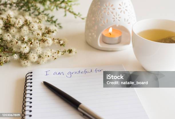 Notebook With I Am Grateful For In Handwritten Text Stock Photo - Download Image Now
