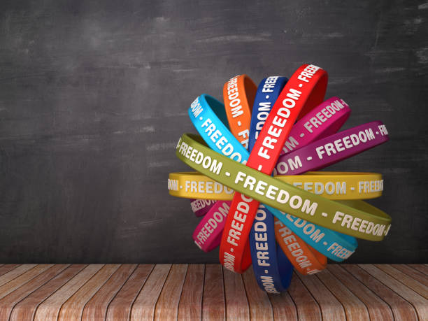istock Circular Ribbons with FREEDOM Word - 3D Rendering 1203067860