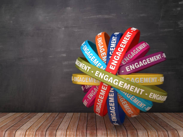 Circular Ribbons with ENGAGEMENT Word - 3D Rendering