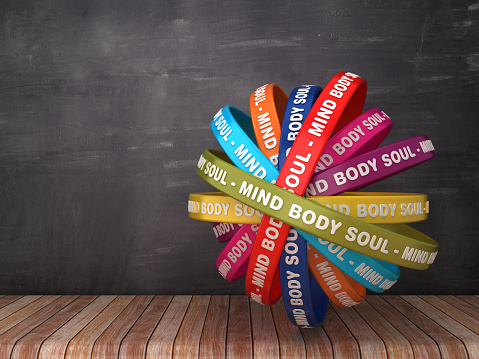 Circular Ribbons with MIND BODY SOUL Words - 3D Rendering