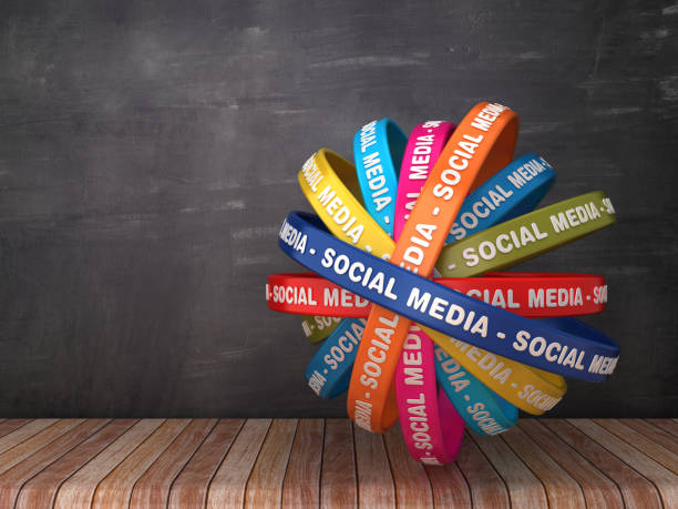 istock Circular Ribbons with SOCIAL MEDIA Word - 3D Rendering 1203068616