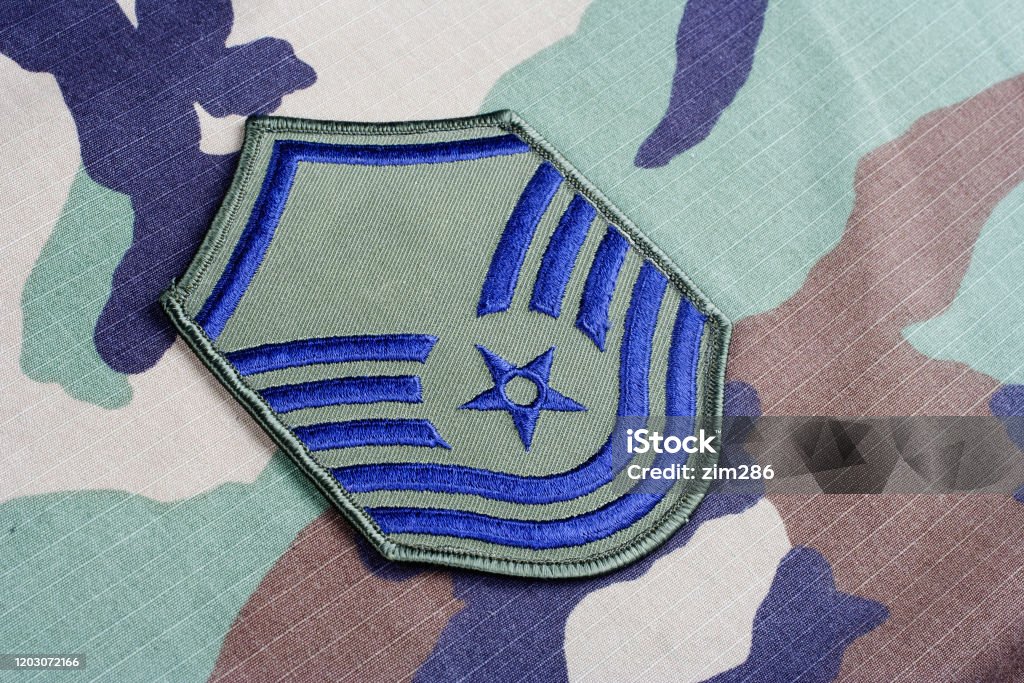 us-air-force-master-sergeant-rank-patch-on-woodland-camouflage-uniform Keyword  : Mastering the Art of Ranking