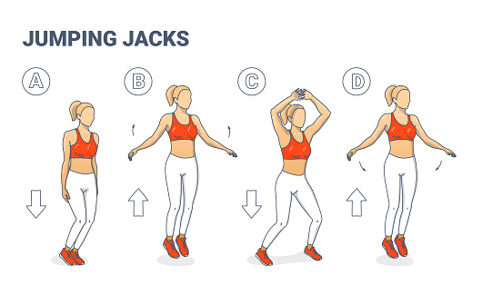 Cô Gái Làm Jumping Jacks Workout Exercise Silhouettes Hình minh họa Sẵn có  - Tải xuống Hình ảnh Ngay bây giờ - iStock