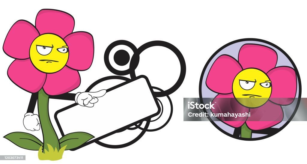 Grumpy Flower Flower Grumpy Cartoon Expression Copyspace Set Stock Illustration ...