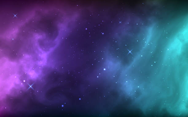 Space background with shining stars, nebula and stardust. Colorful cosmos with realistic galaxy and milky way. Bright cosmic backdrop. Starry wallpaper. Vector illustration Space background with shining stars, nebula and stardust. Colorful cosmos with realistic galaxy and milky way. Bright cosmic backdrop. Starry wallpaper. Vector illustration. galaxy stock illustrations