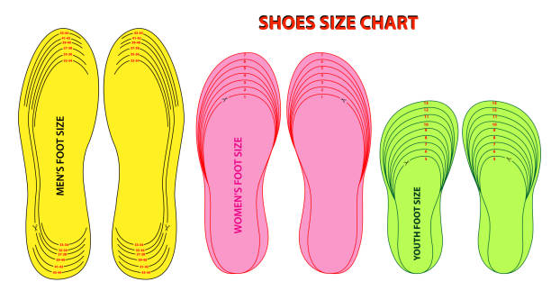 set of shoes chart size or socks chart size or measurement foot chart concept. Eps 10 vector, set of shoes chart size or socks chart size or measurement foot chart concept. Eps 10 vector, easy to modify high heel footprint stock illustrations