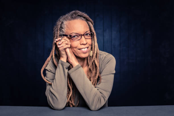 Portrait of a Confident African American Woman Wearing Glasses stock photo