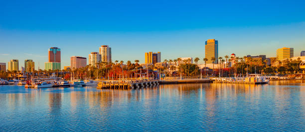 istock Harbor along Ocean Blvd with downtown skyline of Long Beach CA 1203096791
