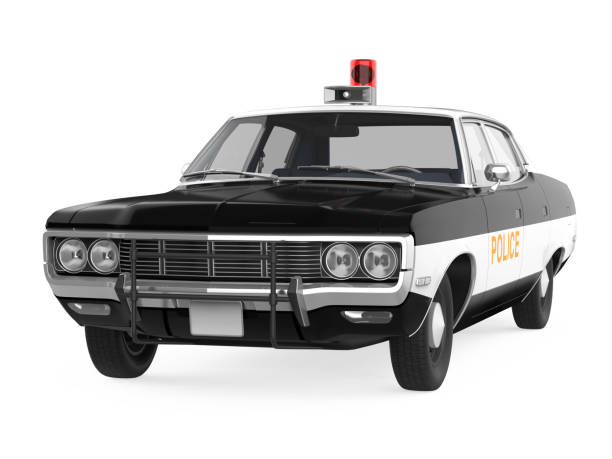25 February 2025, Chiba city, Japan. A Japanese police patrol car is driving through a city with a sports car alongside that seems to be speeding.