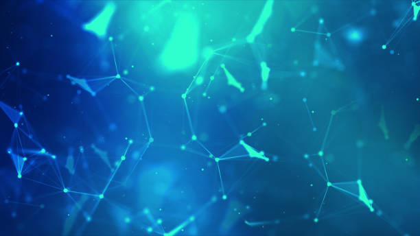 istock Abstract background Dot and connect line for cyber technology futuristic and network connection concept with dark and grain processed wide screen ratio 1203102836