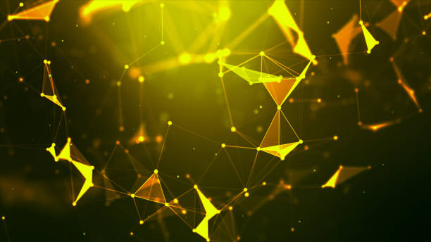 istock Abstract background Dot and connect line for cyber technology futuristic and network connection concept with dark and grain processed wide screen ratio 1203102973