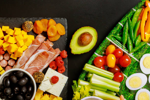 istock Vegetable platter with charcuterie board and avocado. 1203108966