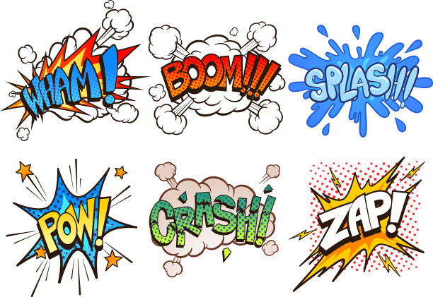 illustrazioni stock, clip art, cartoni animati e icone di tendenza di effetti sonori dei fumetti - sound effect