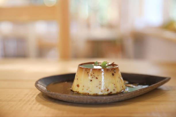 istock Japanese pudding on wood background japanese dessert 1203110754
