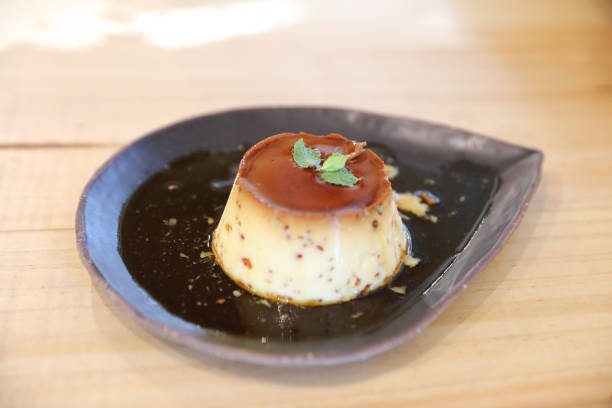istock Japanese pudding on wood background japanese dessert 1203111769