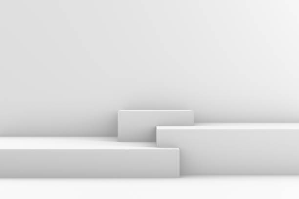 3D Geometric Shapes Abstract Minimal Background, Blank Product Stand, White Background