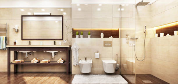 istock Large bathroom at the hotel 1203121042