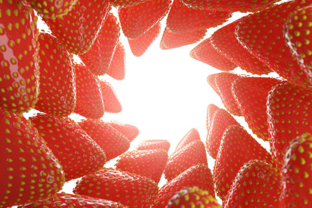 The strawberry berries swirled in a swirl in the shape of a frame for your text and design. realistic 3d illustration isolated on white background