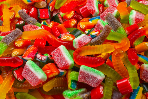 istock Assorted gummy candies. Top view. Jelly  sweets background. 1203122981