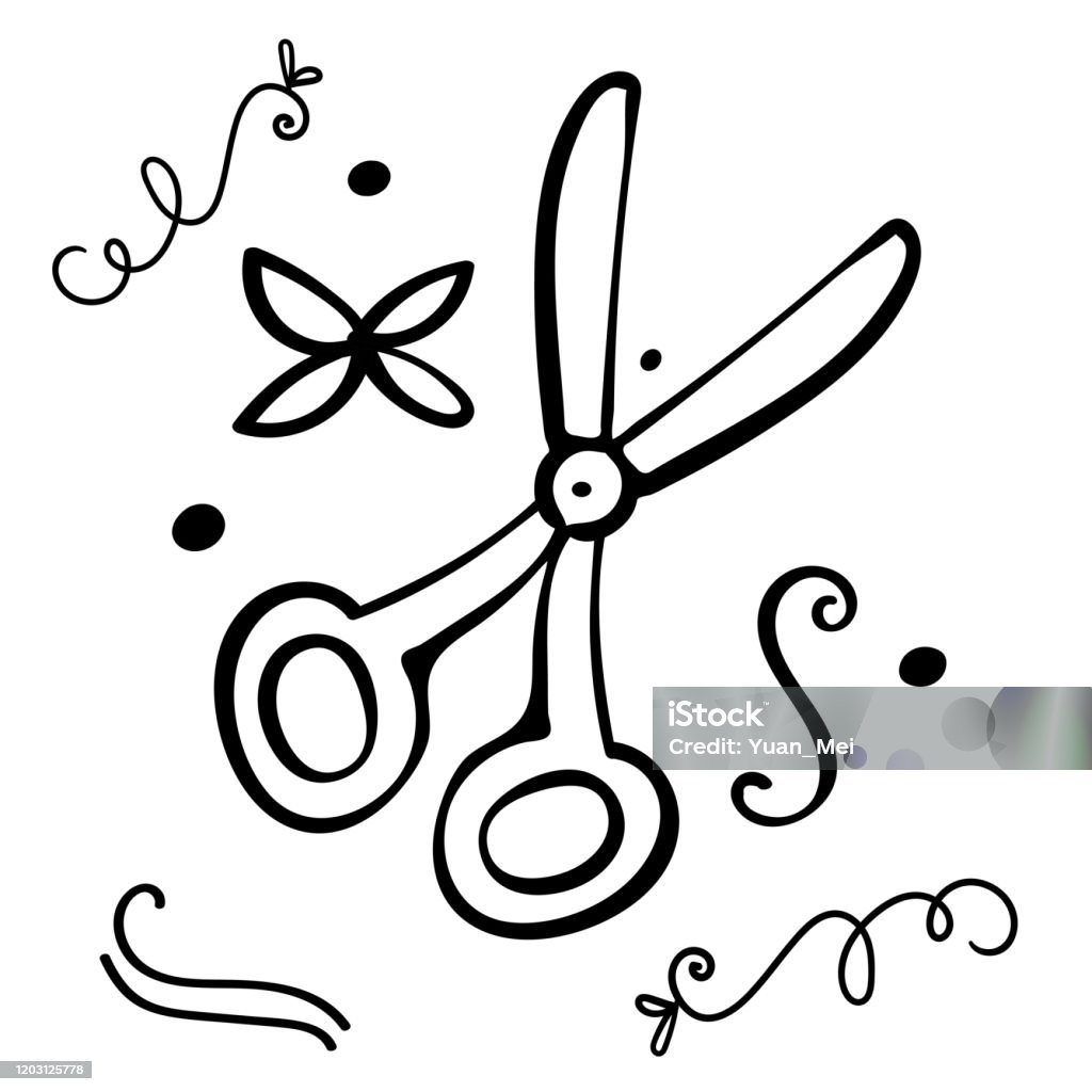 Scissors Vector Illustration Scissors Hair Cartoon Vector Doodle ...