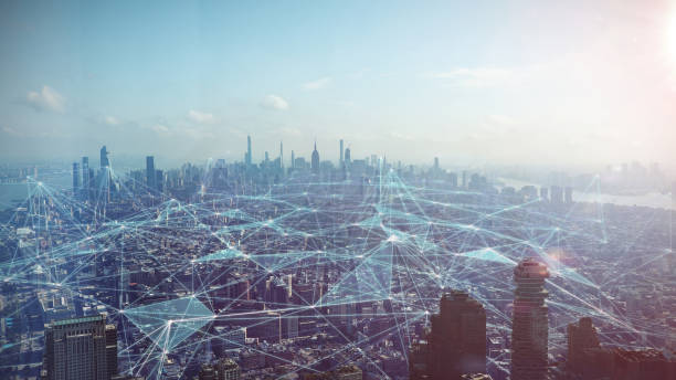 istock Network over New York City in the morning 1203129645