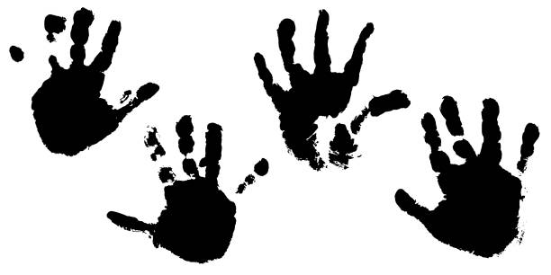 akwarela dla dzieci odbitki odręczne ilustracja wektorowa. odciski rąk chłopców. - fingerprint backgrounds identity human finger stock illustrations