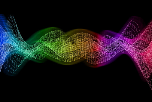 abstract wave lines colorful sound music technology science 3D