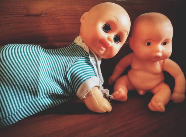 Toys displayed on a wooden rack