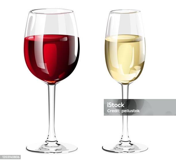 Glasses of red, white and rose wine in a row, illustration - Stock Image -  C039/6153 - Science Photo Library